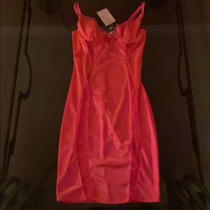 Sexy neon pink bodycon dress